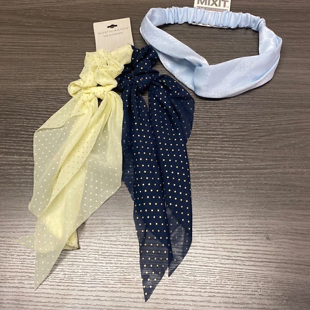 3 Pieces Hair Accessory Headband and Ponytail Scrunchie Scarfs